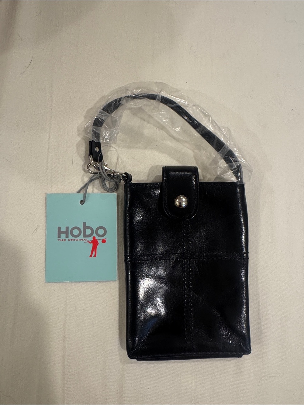 NWT Hobo Black Leather Wallet Wristlet Phone Holder
